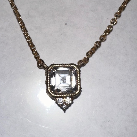 Elegant Judith Ripka Gold and Diamonique Pendant Necklace